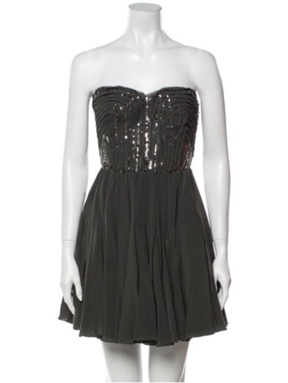 Rebecca Taylor Strapless Black Sequin Bustier Skater Dress size 4